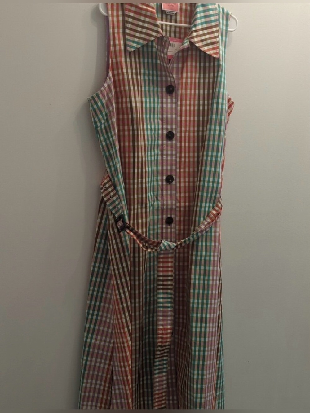 kate spade NWT Button-Down Trench Shirtdress in Rainbow Plaid XXL NWT